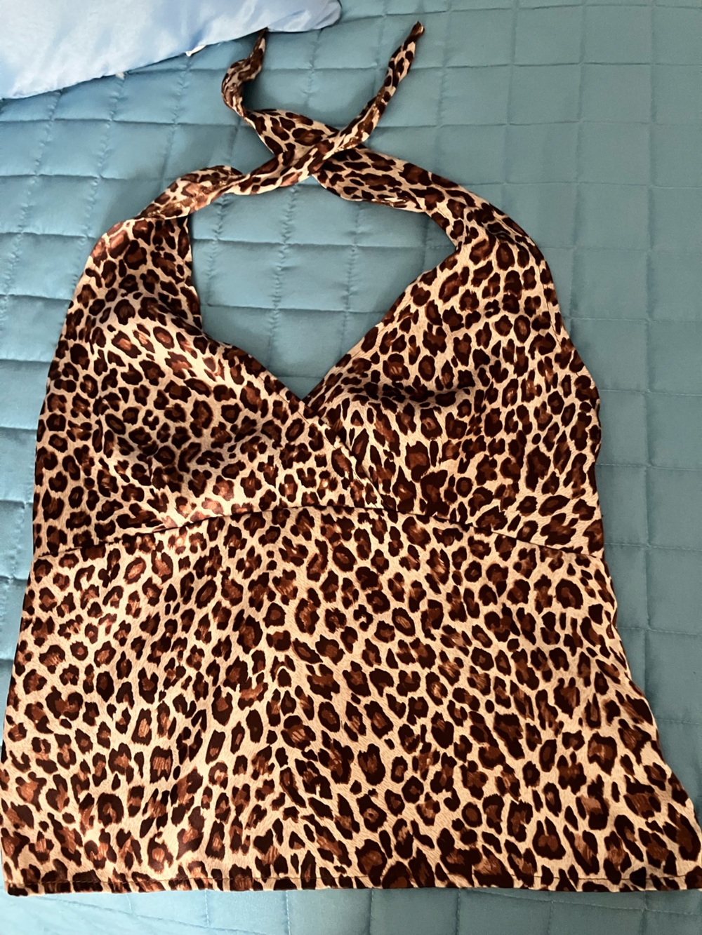 Leopard Print Halter Tank Top - Brown